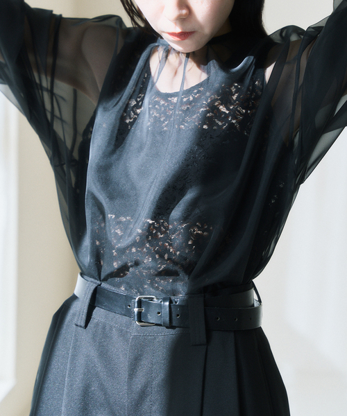 HARDY NOIR（アルディーノアール）の「オーガンジーXレースブラウス（シャツ/ブラウス・レディース・ブラック・FREE）」の3枚目の写真