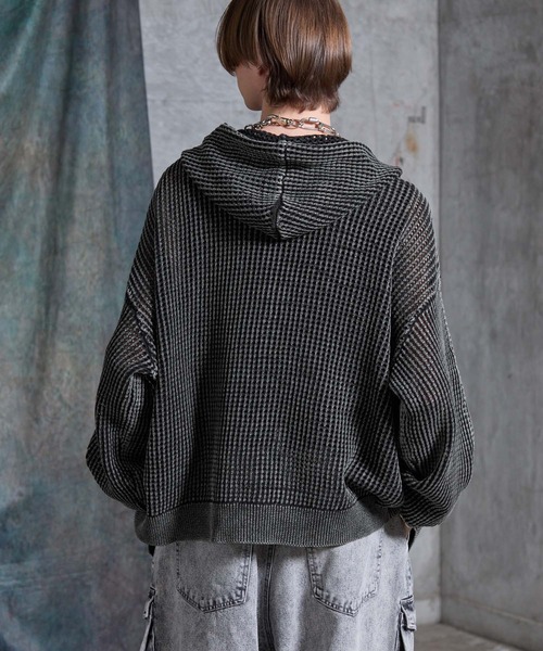 SERACE（セラス）の「【SERACE】Vintage design loose mesh zip parker / ヴィンテージデザインルーズメッシュジップパーカー（パーカー・メンズ・ライトグレー/ブルー/ブラック・L/M/S）」の10枚目の写真