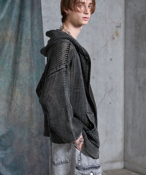 SERACE（セラス）の「【SERACE】Vintage design loose mesh zip parker / ヴィンテージデザインルーズメッシュジップパーカー（パーカー・メンズ・ライトグレー/ブルー/ブラック・L/M/S）」の11枚目の写真