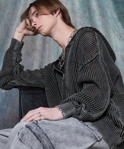 SERACE（セラス）の「【SERACE】Vintage design loose mesh zip parker / ヴィンテージデザインルーズメッシュジップパーカー（パーカー・メンズ・ライトグレー/ブルー/ブラック・L/M/S）」の14枚目の写真