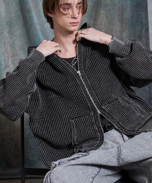 SERACE（セラス）の「【SERACE】Vintage design loose mesh zip parker / ヴィンテージデザインルーズメッシュジップパーカー（パーカー・メンズ・ライトグレー/ブルー/ブラック・L/M/S）」の15枚目の写真