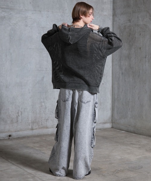 SERACE（セラス）の「【SERACE】Vintage design loose mesh zip parker / ヴィンテージデザインルーズメッシュジップパーカー（パーカー・メンズ・ライトグレー/ブルー/ブラック・L/M/S）」の18枚目の写真