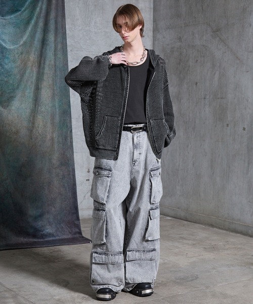 SERACE（セラス）の「【SERACE】Vintage design loose mesh zip parker / ヴィンテージデザインルーズメッシュジップパーカー（パーカー・メンズ・ライトグレー/ブルー/ブラック・L/M/S）」の20枚目の写真