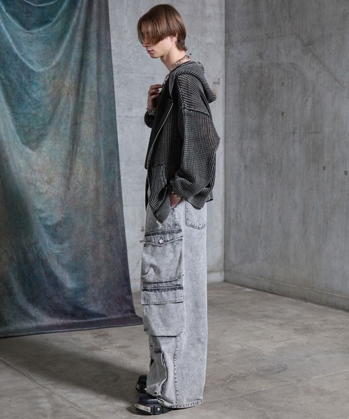 SERACE（セラス）の「【SERACE】Vintage design loose mesh zip parker / ヴィンテージデザインルーズメッシュジップパーカー（パーカー・メンズ・ライトグレー/ブルー/ブラック・L/M/S）」の21枚目の写真