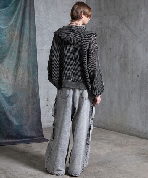 SERACE（セラス）の「【SERACE】Vintage design loose mesh zip parker / ヴィンテージデザインルーズメッシュジップパーカー（パーカー・メンズ・ライトグレー/ブルー/ブラック・L/M/S）」の22枚目の写真