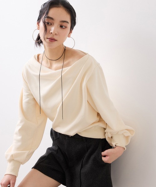 VIS(ビス)の「【美得】ドレープスウェットプルオーバー(スウェット・レディース・チャコールグレー/ライトグレー/ベージュ/ネイビー/ピンク・FREE)」の1枚目の写真