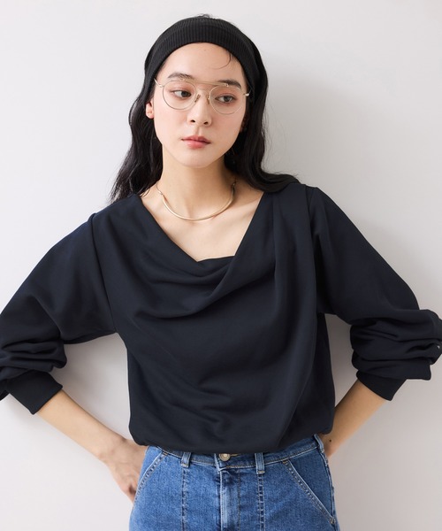 VIS(ビス)の「【美得】ドレープスウェットプルオーバー(スウェット・レディース・チャコールグレー/ライトグレー/ベージュ/ネイビー/ピンク・FREE)」の22枚目の写真