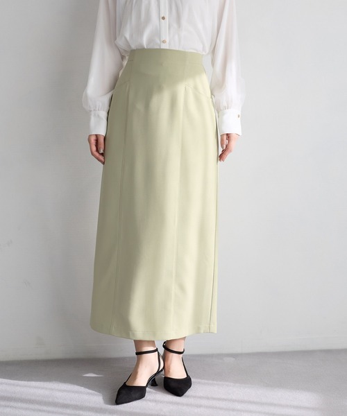 Andemiu(アンデミュウ)の「キリカエIラインスカート639045(スカート・レディース・ネイビー/ライトグリーン/アイボリー・SMALL/MEDIUM)」の2枚目の写真