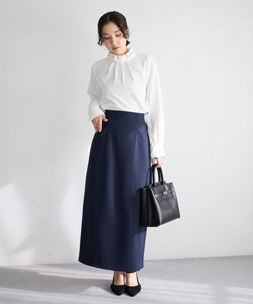 Andemiu(アンデミュウ)の「キリカエIラインスカート639045(スカート・レディース・ネイビー/ライトグリーン/アイボリー・SMALL/MEDIUM)」の6枚目の写真