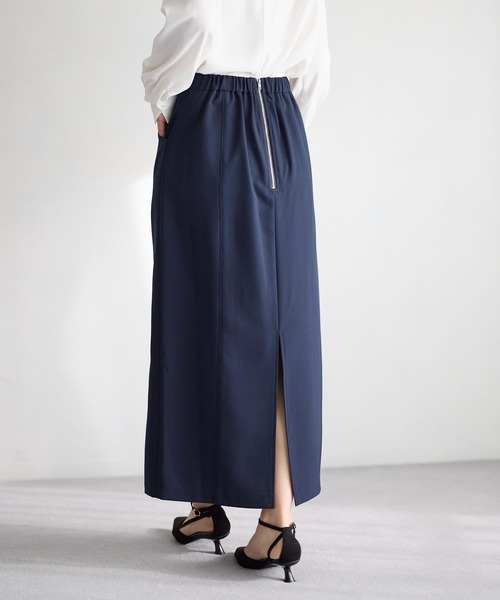 Andemiu(アンデミュウ)の「キリカエIラインスカート639045(スカート・レディース・ネイビー/ライトグリーン/アイボリー・SMALL/MEDIUM)」の8枚目の写真