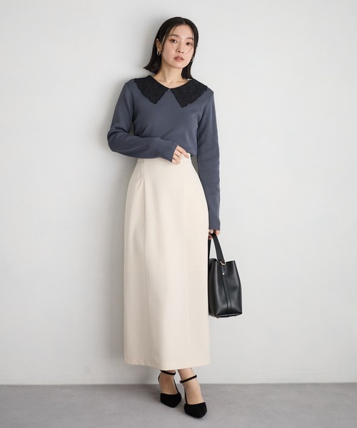 Andemiu(アンデミュウ)の「キリカエIラインスカート639045(スカート・レディース・ネイビー/ライトグリーン/アイボリー・SMALL/MEDIUM)」の9枚目の写真