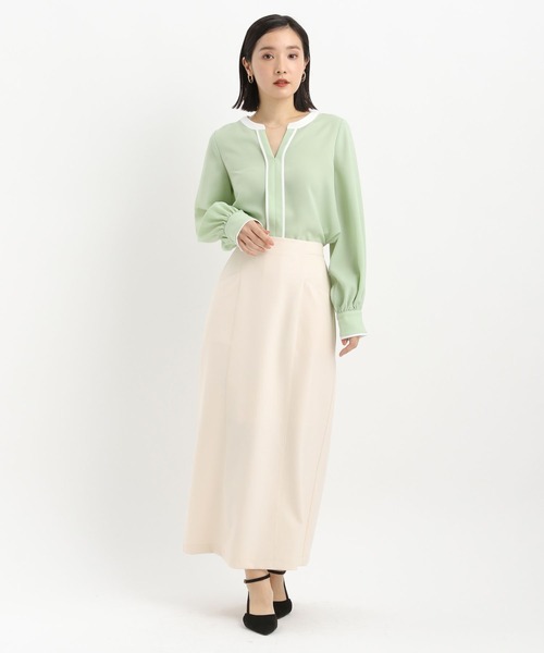 Andemiu(アンデミュウ)の「キリカエIラインスカート639045(スカート・レディース・ネイビー/ライトグリーン/アイボリー・SMALL/MEDIUM)」の18枚目の写真