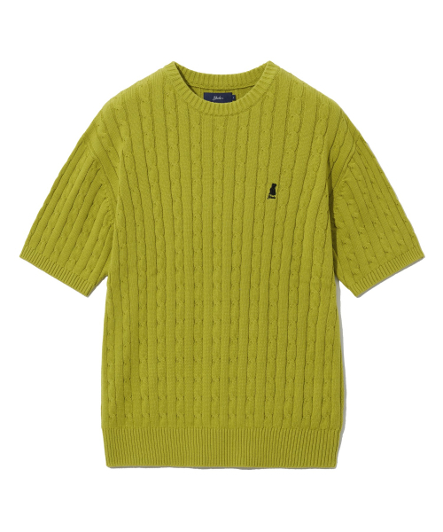 YALE(イェール)の「ヘリテージ ダン ケーブル 半袖ラウンドニット シトラスグリーン(Tシャツ/カットソー・レディース・その他・S/M/L/XL)」の3枚目の写真