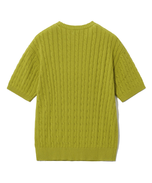 YALE(イェール)の「ヘリテージ ダン ケーブル 半袖ラウンドニット シトラスグリーン(Tシャツ/カットソー・レディース・その他・S/M/L/XL)」の4枚目の写真