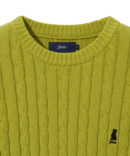 YALE(イェール)の「ヘリテージ ダン ケーブル 半袖ラウンドニット シトラスグリーン(Tシャツ/カットソー・レディース・その他・S/M/L/XL)」の6枚目の写真