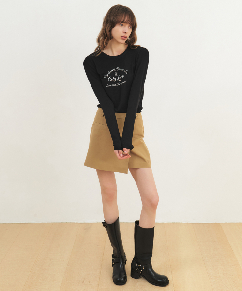 CITYBREEZE(シティブリーズ)の「ラップミニスカート_BEIGE(スカート・レディース・ベージュ・S/M)」の4枚目の写真