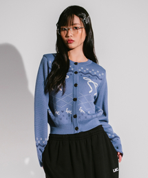 WM RIBBON JACQUARD CARDIGAN blue