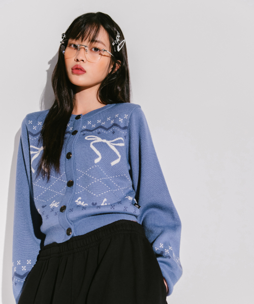 LMCの「WM RIBBON JACQUARD CARDIGAN blue(カーディガン/ボレロ・レディース・その他・S/M)」の3枚目の写真