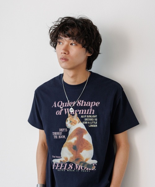 PBLIM（ページボーイリム）の「《UNISEX》レイジーキャットＴシャツ（Tシャツ/カットソー・レディース・オフホワイト/ネイビー・SMALL/MEDIUM）」の9枚目の写真