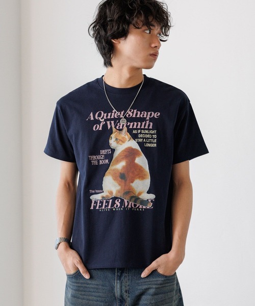 PBLIM（ページボーイリム）の「《UNISEX》レイジーキャットＴシャツ（Tシャツ/カットソー・レディース・オフホワイト/ネイビー・SMALL/MEDIUM）」の11枚目の写真