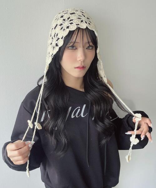 WEGO（ウィゴー）の「WEGO/クロシェボンネット（ハット・レディース・オフホワイト・FREE）」の2枚目の写真