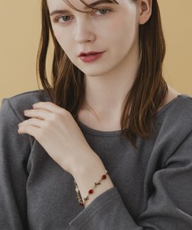 ブレスレット（レッド/赤色系・フラワーモチーフ）ファッション通販