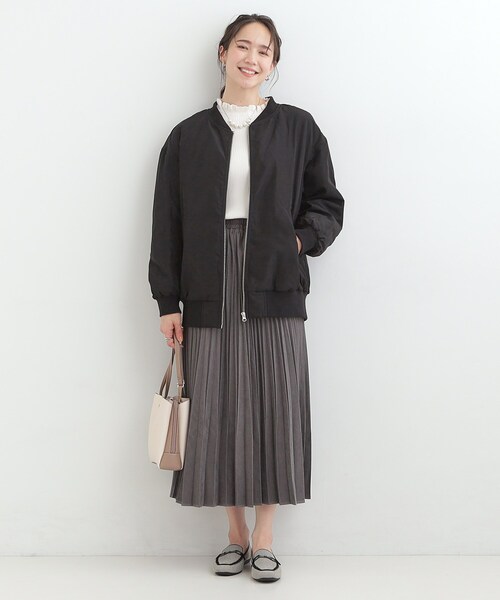 SHOO・LA・RUE（シューラルー）の「【S-LL】BIGシルエット MA－1ブルゾン（ブルゾン・レディース・カーキ/ブラック/ベージュ・03/04/01/02）」の8枚目の写真