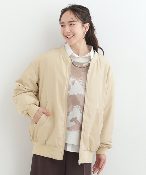 SHOO・LA・RUE（シューラルー）の「【S-LL】BIGシルエット MA－1ブルゾン（ブルゾン・レディース・カーキ/ブラック/ベージュ・03/04/01/02）」の6枚目の写真