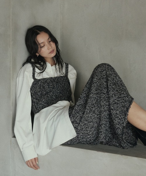 hellam（へラム）の「MIXヤーンスラブニットタイトスカート（スカート・レディース・ホワイト系/ベージュ/ブラック・FREE）」の6枚目の写真