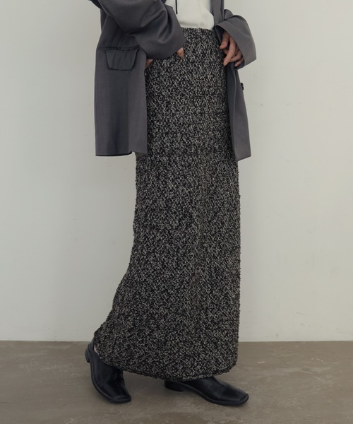 hellam（へラム）の「MIXヤーンスラブニットタイトスカート（スカート・レディース・ホワイト系/ベージュ/ブラック・FREE）」の8枚目の写真