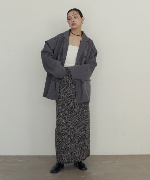 hellam（へラム）の「MIXヤーンスラブニットタイトスカート（スカート・レディース・ホワイト系/ベージュ/ブラック・FREE）」の9枚目の写真