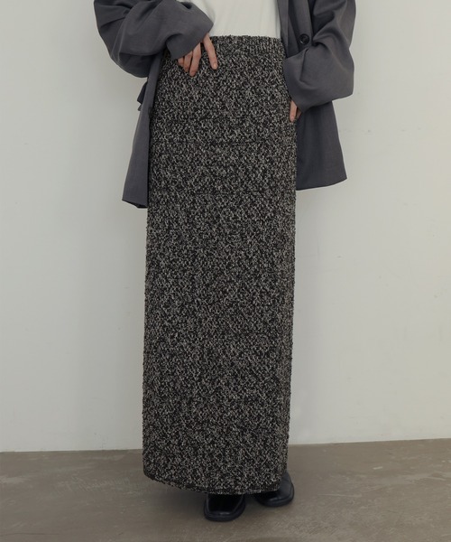 hellam（へラム）の「MIXヤーンスラブニットタイトスカート（スカート・レディース・ホワイト系/ベージュ/ブラック・FREE）」の10枚目の写真