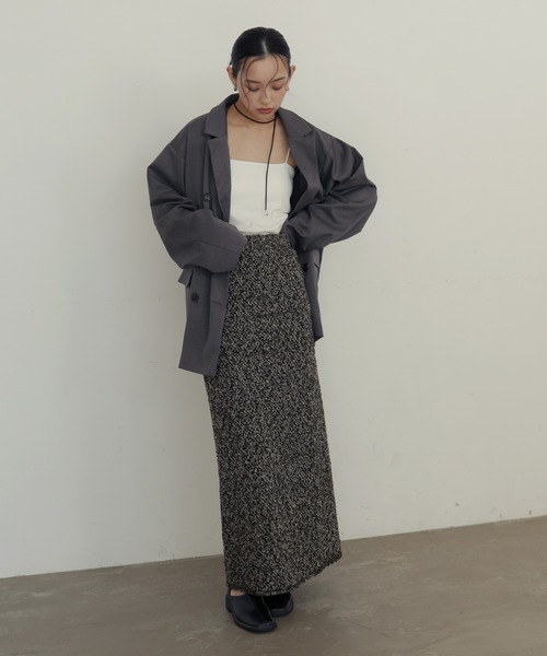 hellam（へラム）の「MIXヤーンスラブニットタイトスカート（スカート・レディース・ホワイト系/ベージュ/ブラック・FREE）」の11枚目の写真