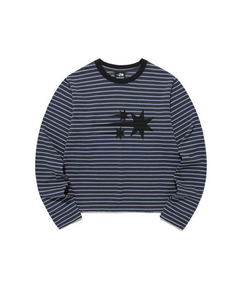NICE GHOST CLUB(ナイスゴーストクラブ)の「STRIPE 3STAR LS TEE_CHARCOAL(NG2GSUT562A)(Tシャツ/カットソー・レディース・チャコール・SMALL/MEDIUM/LARGE)」の2枚目の写真