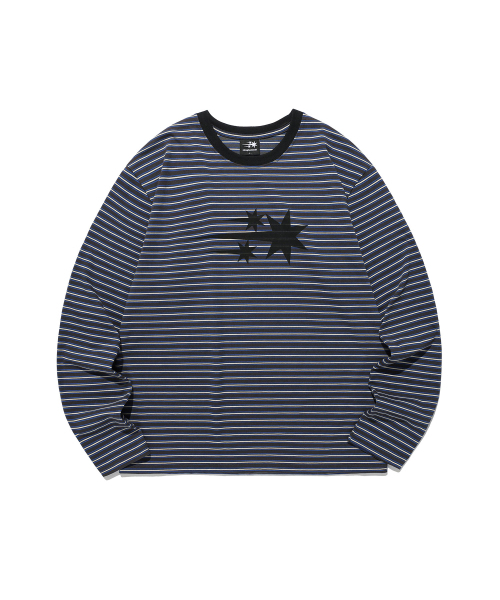 NICE GHOST CLUB(ナイスゴーストクラブ)の「STRIPE 3STAR LS TEE_CHARCOAL(NG2GSUT562A)(Tシャツ/カットソー・レディース・チャコール・SMALL/MEDIUM/LARGE)」の4枚目の写真