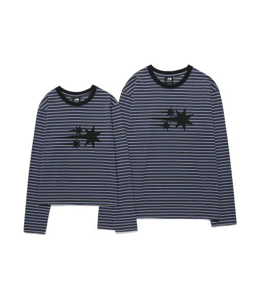 NICE GHOST CLUB(ナイスゴーストクラブ)の「STRIPE 3STAR LS TEE_CHARCOAL(NG2GSUT562A)(Tシャツ/カットソー・レディース・チャコール・SMALL/MEDIUM/LARGE)」の6枚目の写真