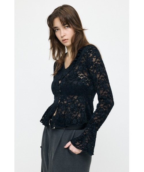 MOUSSY(マウジー)の「FRILL LACE ブラウス(Tシャツ/カットソー・レディース・アイボリー/ライトグリーン/ブラック・FREE)」の11枚目の写真