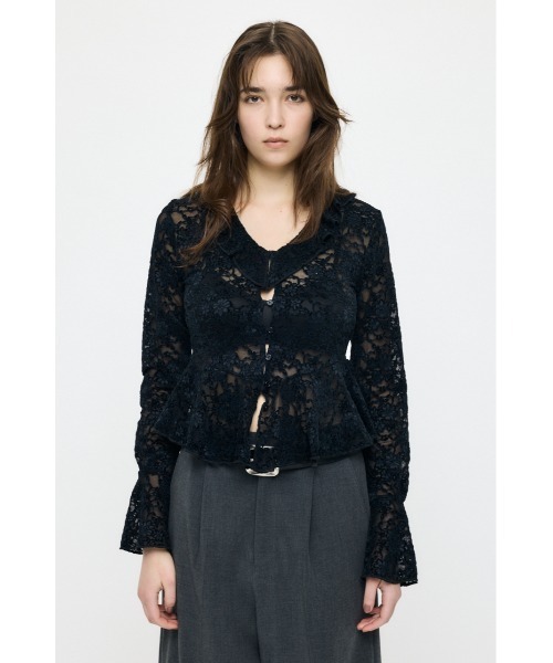 MOUSSY(マウジー)の「FRILL LACE ブラウス(Tシャツ/カットソー・レディース・アイボリー/ライトグリーン/ブラック・FREE)」の12枚目の写真