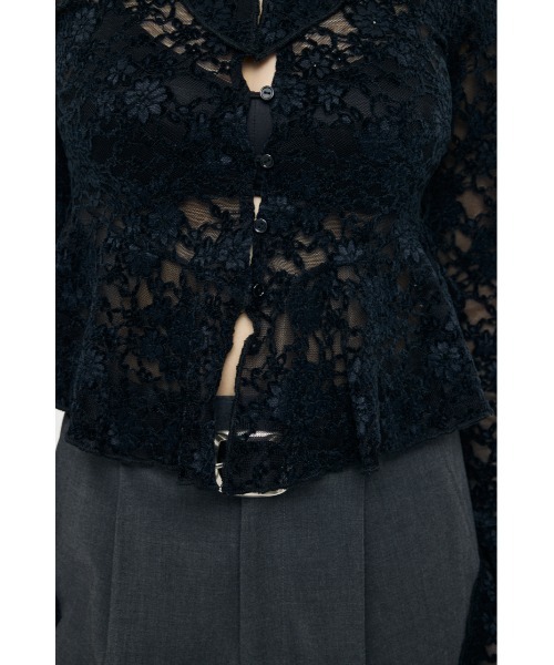 MOUSSY(マウジー)の「FRILL LACE ブラウス(Tシャツ/カットソー・レディース・アイボリー/ライトグリーン/ブラック・FREE)」の17枚目の写真