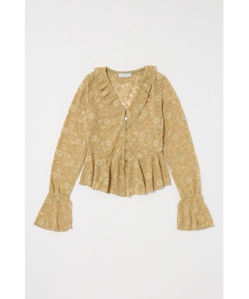 MOUSSY(マウジー)の「FRILL LACE ブラウス(Tシャツ/カットソー・レディース・アイボリー/ライトグリーン/ブラック・FREE)」の6枚目の写真