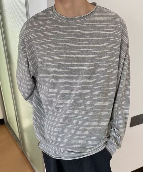 B.R.U(ブル)の「オーバーサイズリラックスボーダーカットソー(Tシャツ/カットソー・メンズ・グレー/ネイビー・LARGE/MEDIUM)」の8枚目の写真