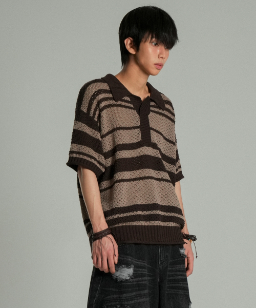 IDWS(アイドンワナセル)の「Sahara Collar Half-Knit Brown/Beige(ニット/セーター・レディース・その他・0/1/2)」の5枚目の写真