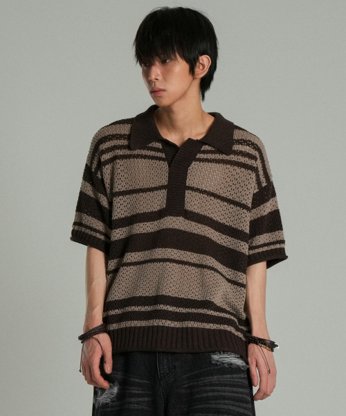 IDWS(アイドンワナセル)の「Sahara Collar Half-Knit Brown/Beige(ニット/セーター・レディース・その他・0/1/2)」の7枚目の写真