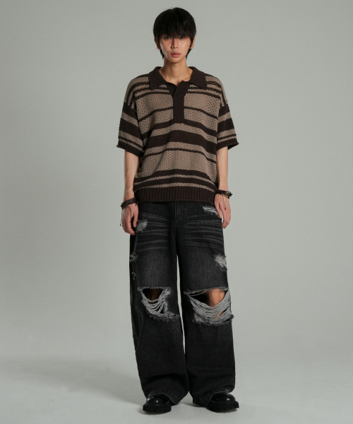 IDWS(アイドンワナセル)の「Sahara Collar Half-Knit Brown/Beige(ニット/セーター・レディース・その他・0/1/2)」の8枚目の写真
