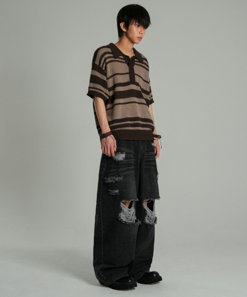 IDWS(アイドンワナセル)の「Sahara Collar Half-Knit Brown/Beige(ニット/セーター・レディース・その他・0/1/2)」の9枚目の写真