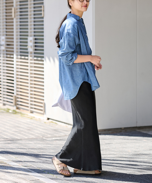 FRAMeWORK（フレームワーク）の「≪新色 / 追加≫シルキーキュプラバイアススカート（スカート・レディース・ブラック/ベージュ・36/38/40）」の3枚目の写真