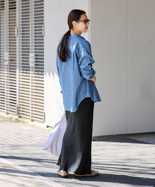 FRAMeWORK（フレームワーク）の「≪新色 / 追加≫シルキーキュプラバイアススカート（スカート・レディース・ブラック/ベージュ・36/38/40）」の4枚目の写真