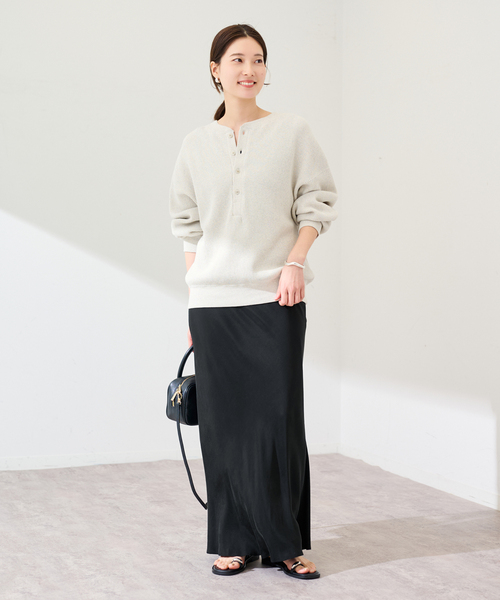FRAMeWORK（フレームワーク）の「≪新色 / 追加≫シルキーキュプラバイアススカート（スカート・レディース・ブラック/ベージュ・36/38/40）」の8枚目の写真