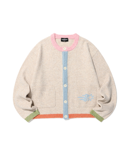 Color Block Knit Cardigan — кардиган в стиле colour block, ivory (артикул NG2GSUK680A)