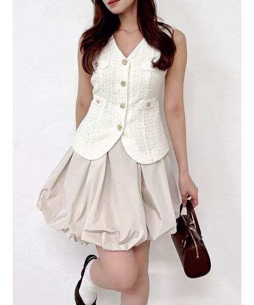 dazzlin(ダズリン)の「ジレレイヤードコンビミニワンピース(ワンピース・レディース・イエロー/アイボリー/チャコールグレー・MEDIUM/SMALL)」の1枚目の写真